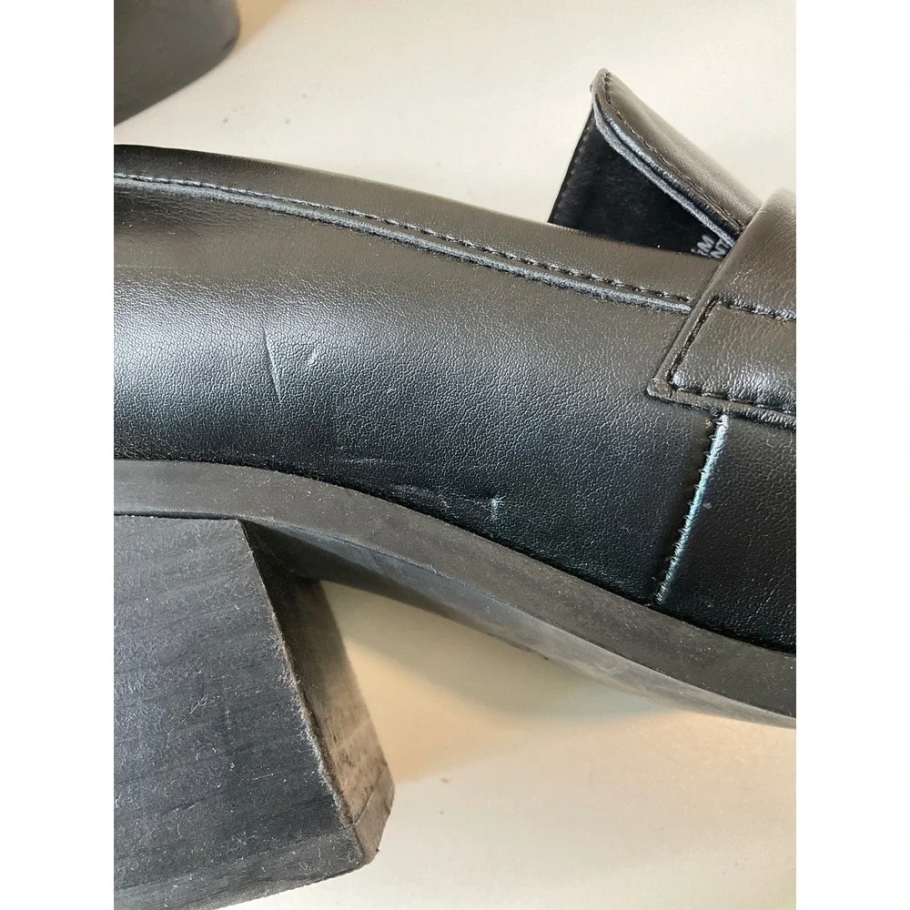 Calvin Klein Venty Chain Platform Pump Loafers Square Toe‎ Academia Y2K Chunky